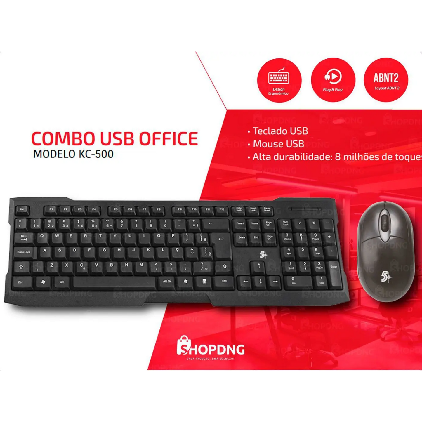 KIT TECLADO E MOUSE USB KC-500