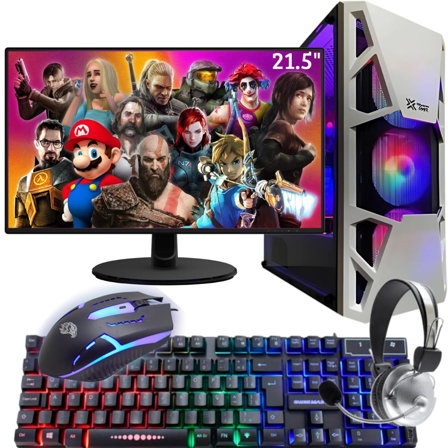 PC Gamer completo AMD Ryzen 5 5600G, 16GB DDR4, SSD 240GB, Fonte 500w, Monitor 21,5 kit Teclado e mouse e headset gamer