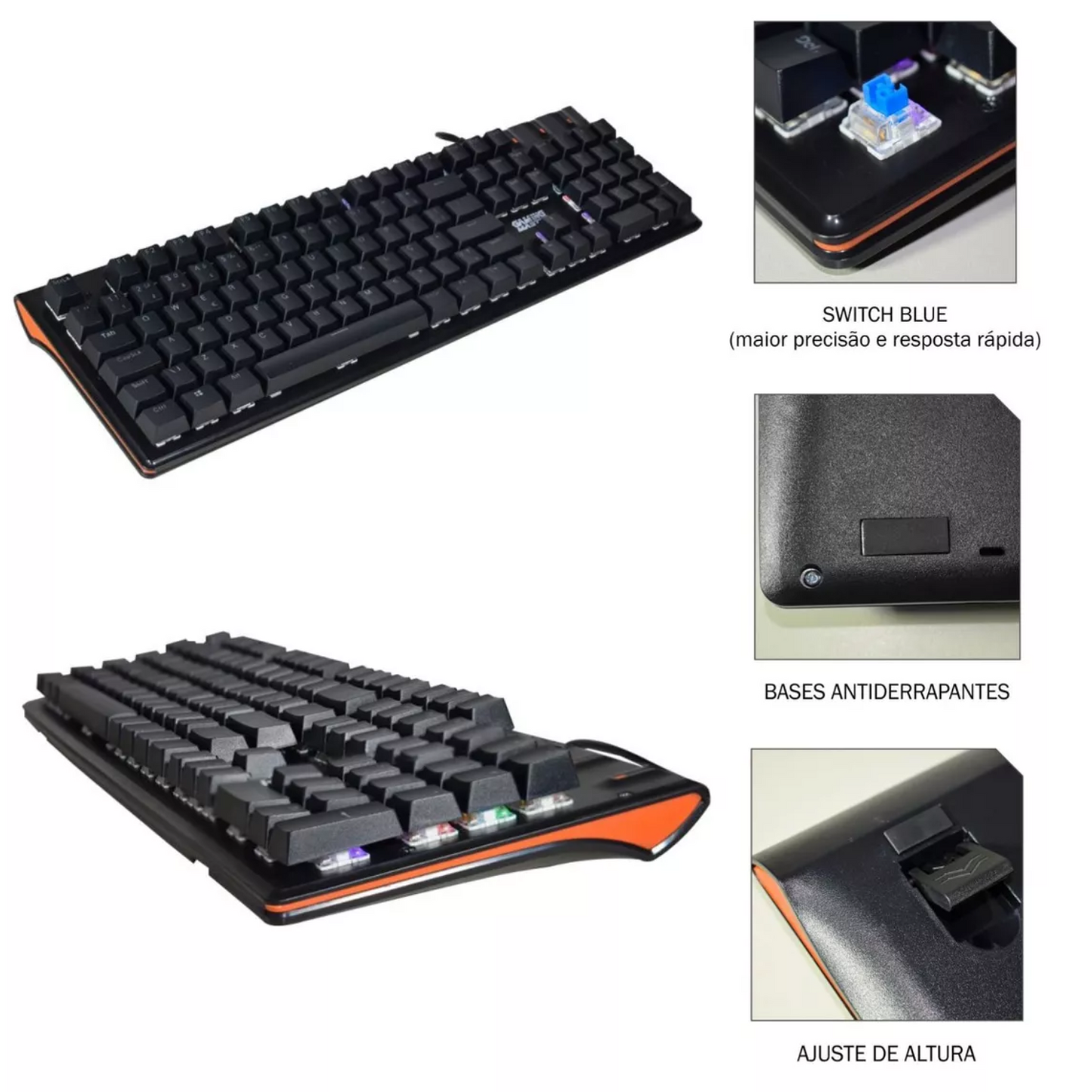 Teclado Gamer Kg-db28 Mecânico Dracarys Kgdb Switch Azul RGB