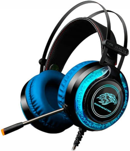Headset K-Mex Gamer ARS9 LED RGB Com Microfone Preto/Azul