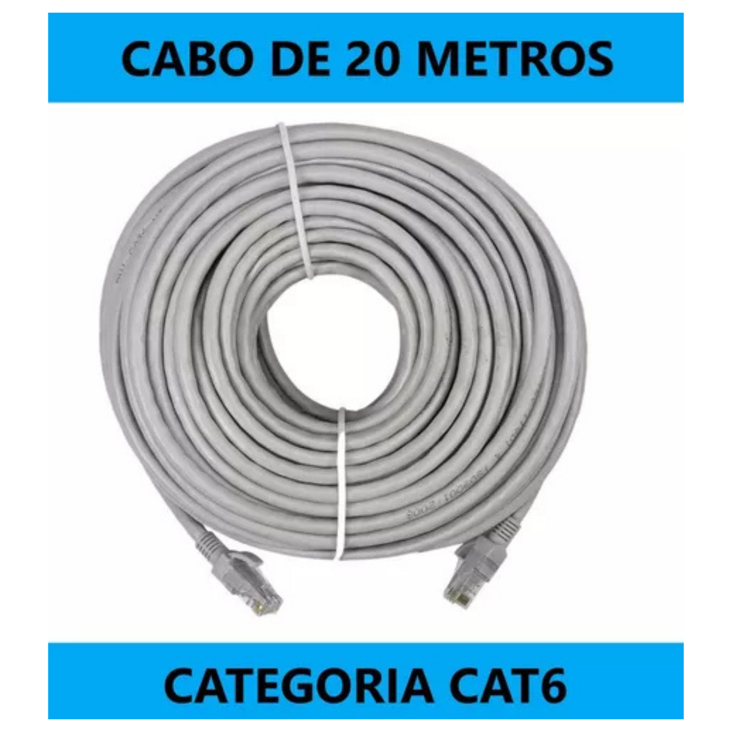 Cabo de Rede RJ45 CFTV CAT6 Com 20 Metros Conector Banhado a Ouro