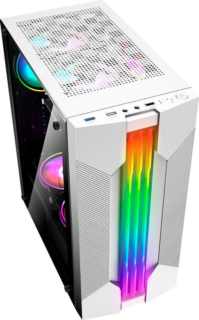 PC Gamer AMD Ryzen 5 5600GT, 16GB DDR4, SSD 480GB,Placa Mae ASUS A520M-K , Fonte 500w 80 Plus, Teclado e mouse gamer branco + COPO TERMICO STANLEY
