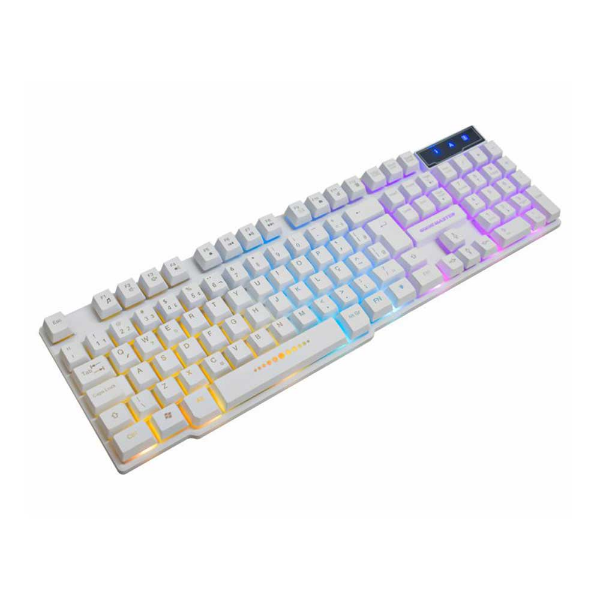 KIT MOUSE E TECLADO K-MEX KMW52+MOA8 RAINBOW COM FIO BRANCO